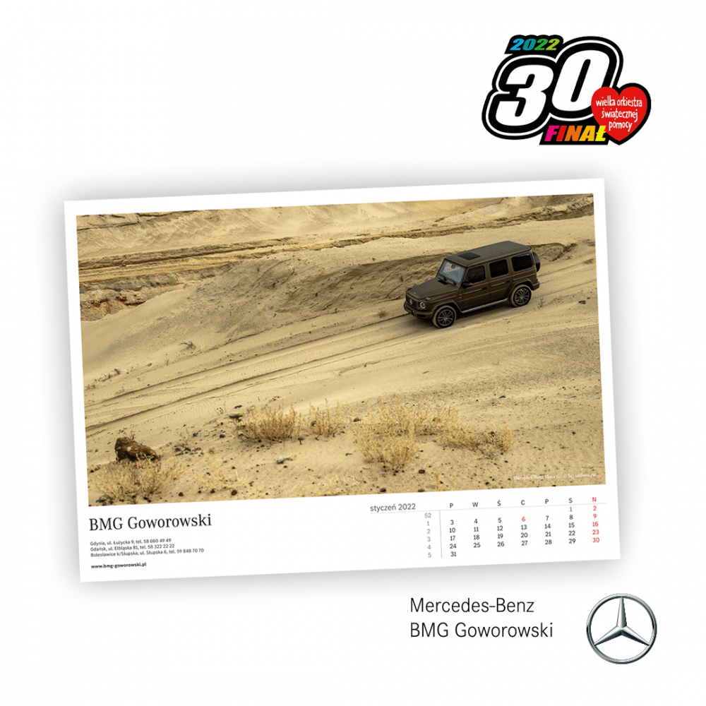 Kalendarz ścienny BMG z Mercedesami